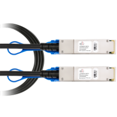 Two high-speed data cables with metal connectors and blue accents are shown side by side, with black cables extending from each connector.