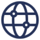 A dark blue globe icon with latitude and longitude lines intersected by small diamond shapes, symbolizing global network or internet connectivity.